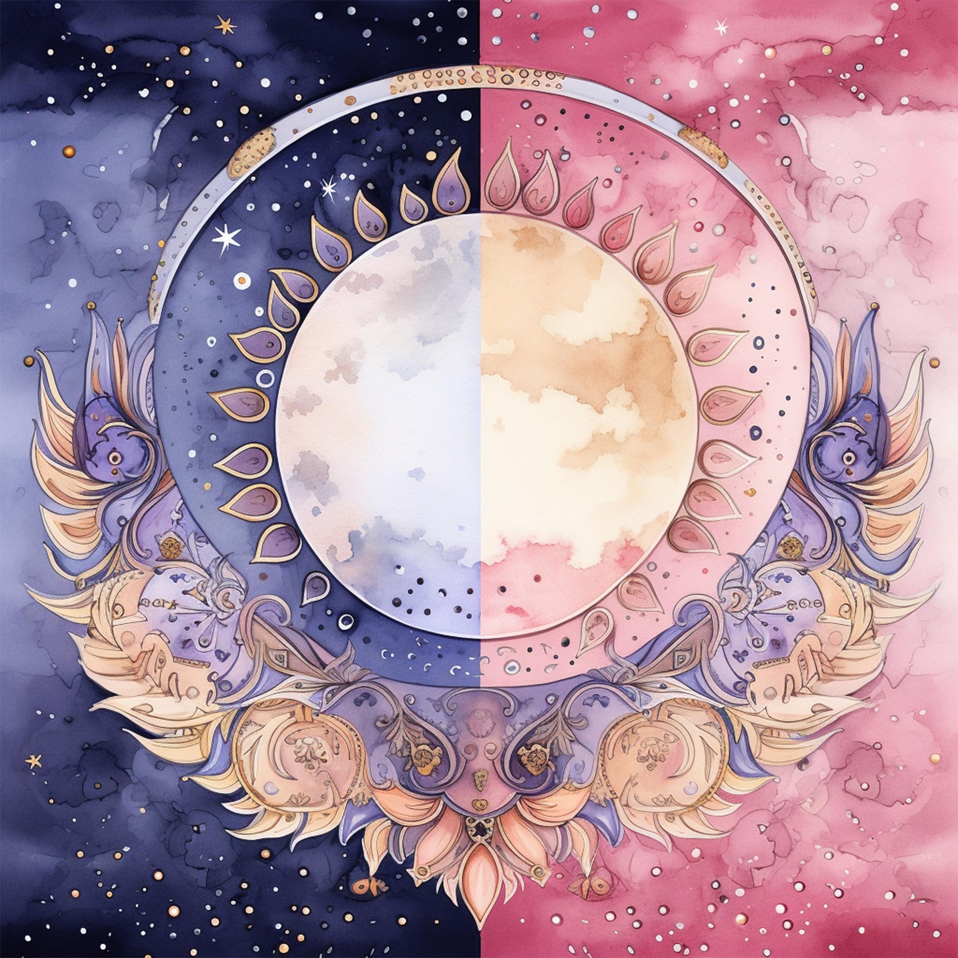 Moon Boho Seamless Digital Paper - CraftNest - Digital Crafting and Art