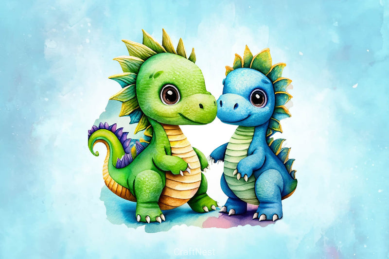 Baby Dinosaur Dragons Clipart Bundle - CraftNest - Digital Crafting and Art