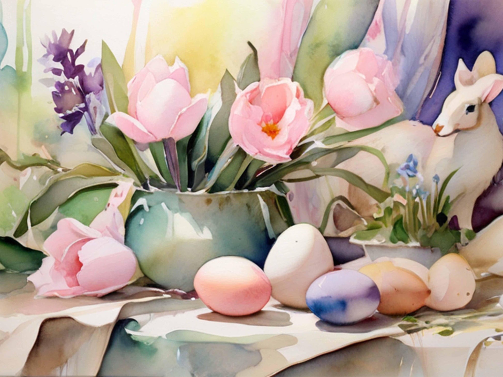 Easter Bunny Watercolor Seamless Pattern - CraftNest - Digital Crafting and Art