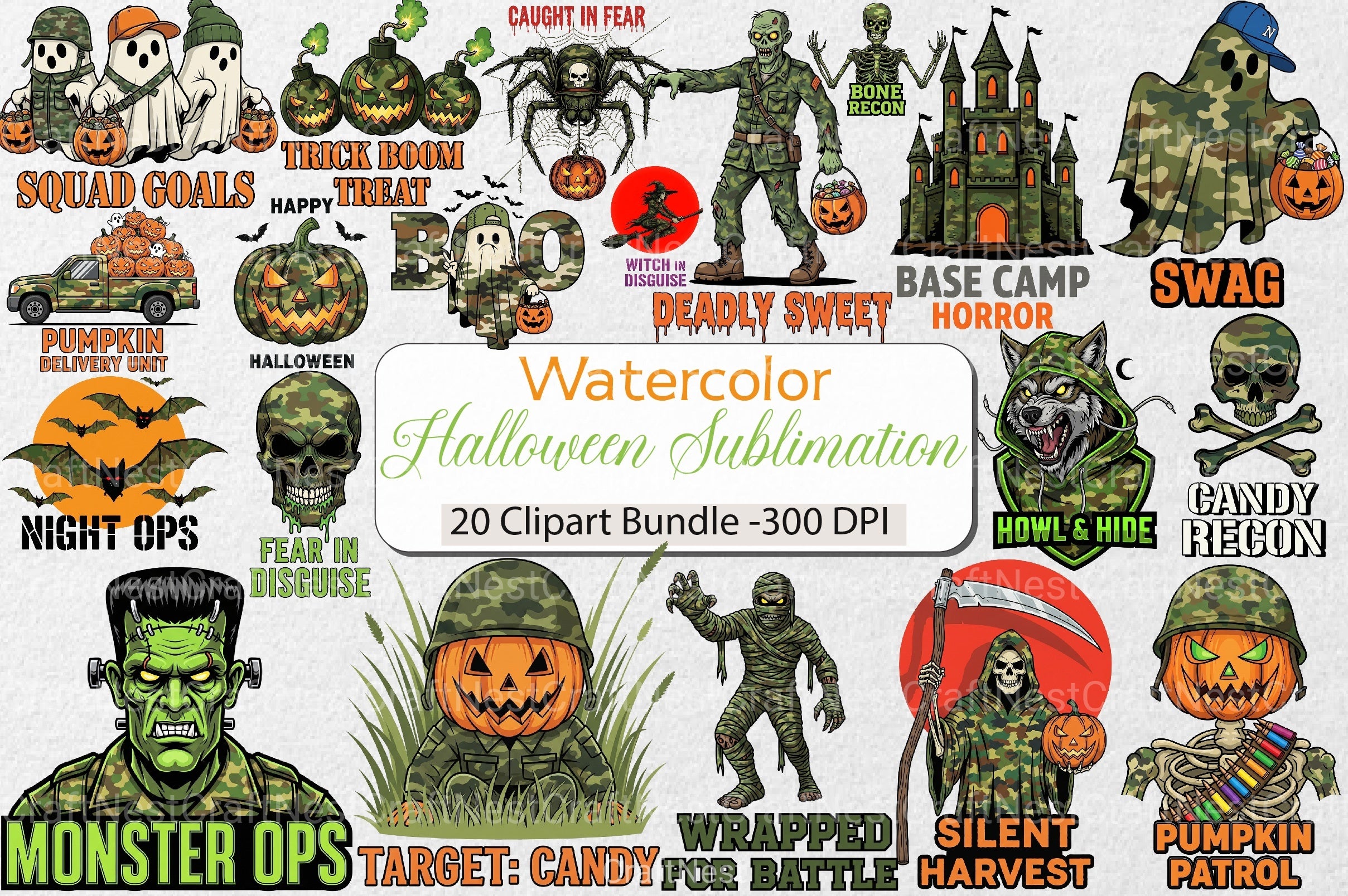 Camouflage Halloween Clipart Bundle - CraftNest - Digital Crafting and Art
