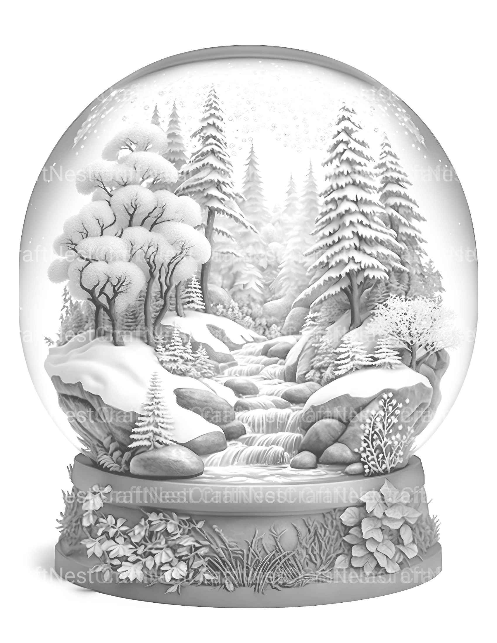 Snow Globe Nature Scene Coloring Book - CraftNest - Digital Crafting and Art