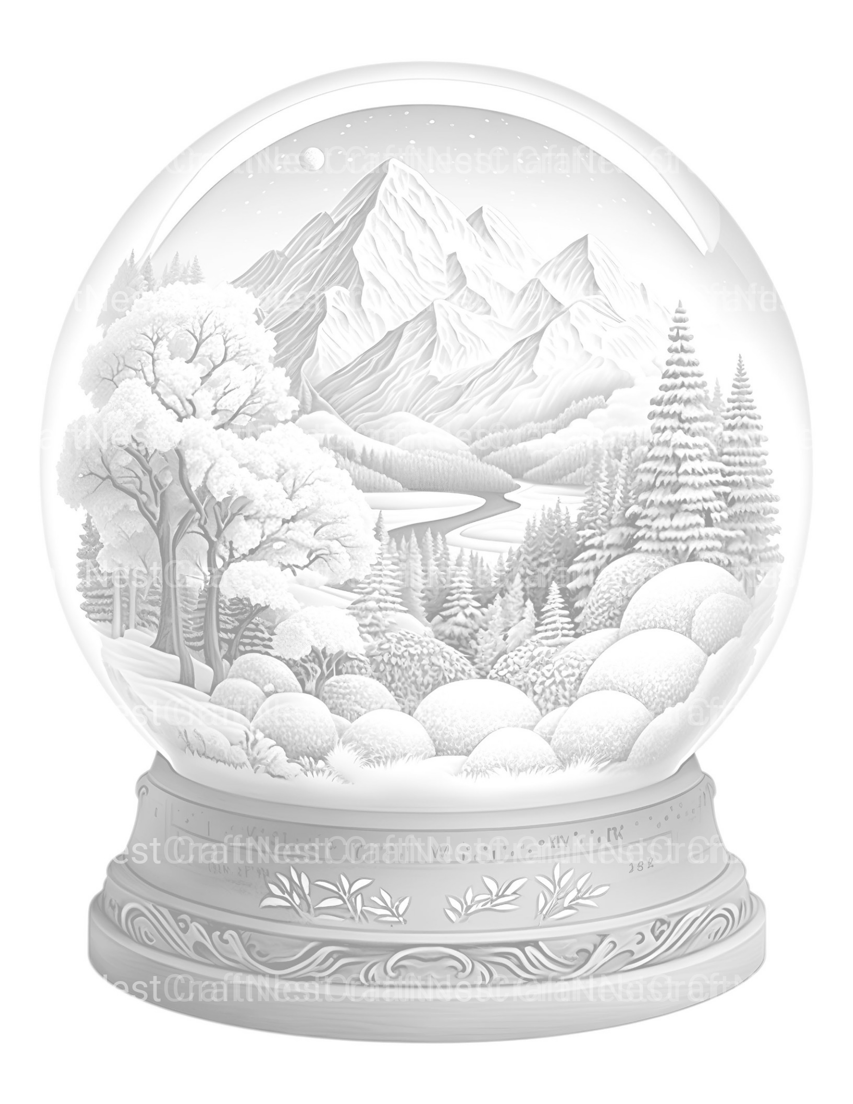 Snow Globe Nature Scene Coloring Book - CraftNest - Digital Crafting and Art