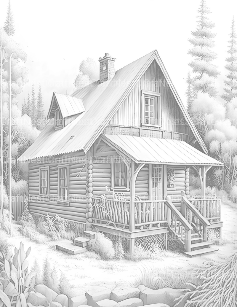 Cabins Coloring Book - CraftNest - Digital Crafting and Art