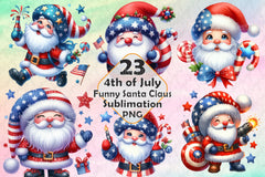 Funny Santa Claus 4th of July Clipart Bundle - CraftNest - Digital Crafting and Art