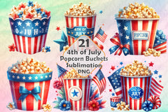 4th of July Popcorn Bucket Clipart Bundle 99 - CraftNest - Digital Crafting and Art