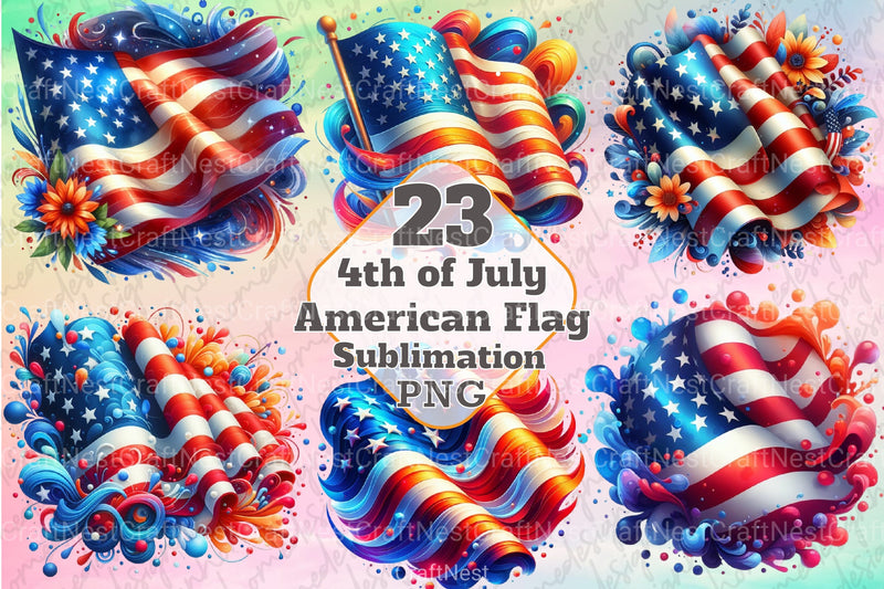 4th of July American Flag Clipart Bundle 1 - CraftNest - Digital Crafting and Art