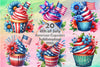 4th of July Cupcakes Clipart Bundle 1