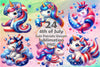 Cute Patriotic Unicorn Clipart Bundle 2