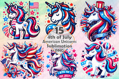 4th of July Unicorn Clipart Bundle 99 - CraftNest - Digital Crafting and Art