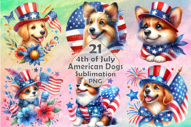 4th of July Dog Clipart Bundle 3 - CraftNest - Digital Crafting and Art