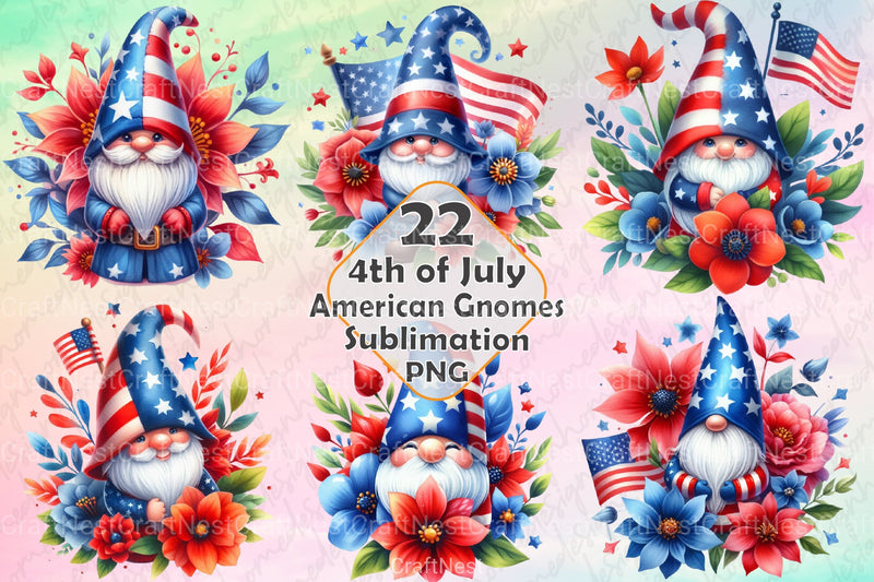 4th of July Gnome Clipart Bundle 1 - CraftNest - Digital Crafting and Art