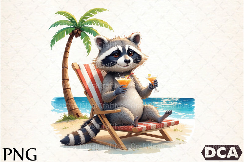 Summer Raccoons Clipart Bundle - CraftNest - Digital Crafting and Art