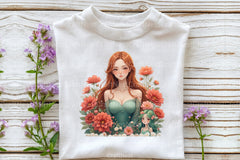 Floral Cute Girl Clipart Bundle - CraftNest - Digital Crafting and Art