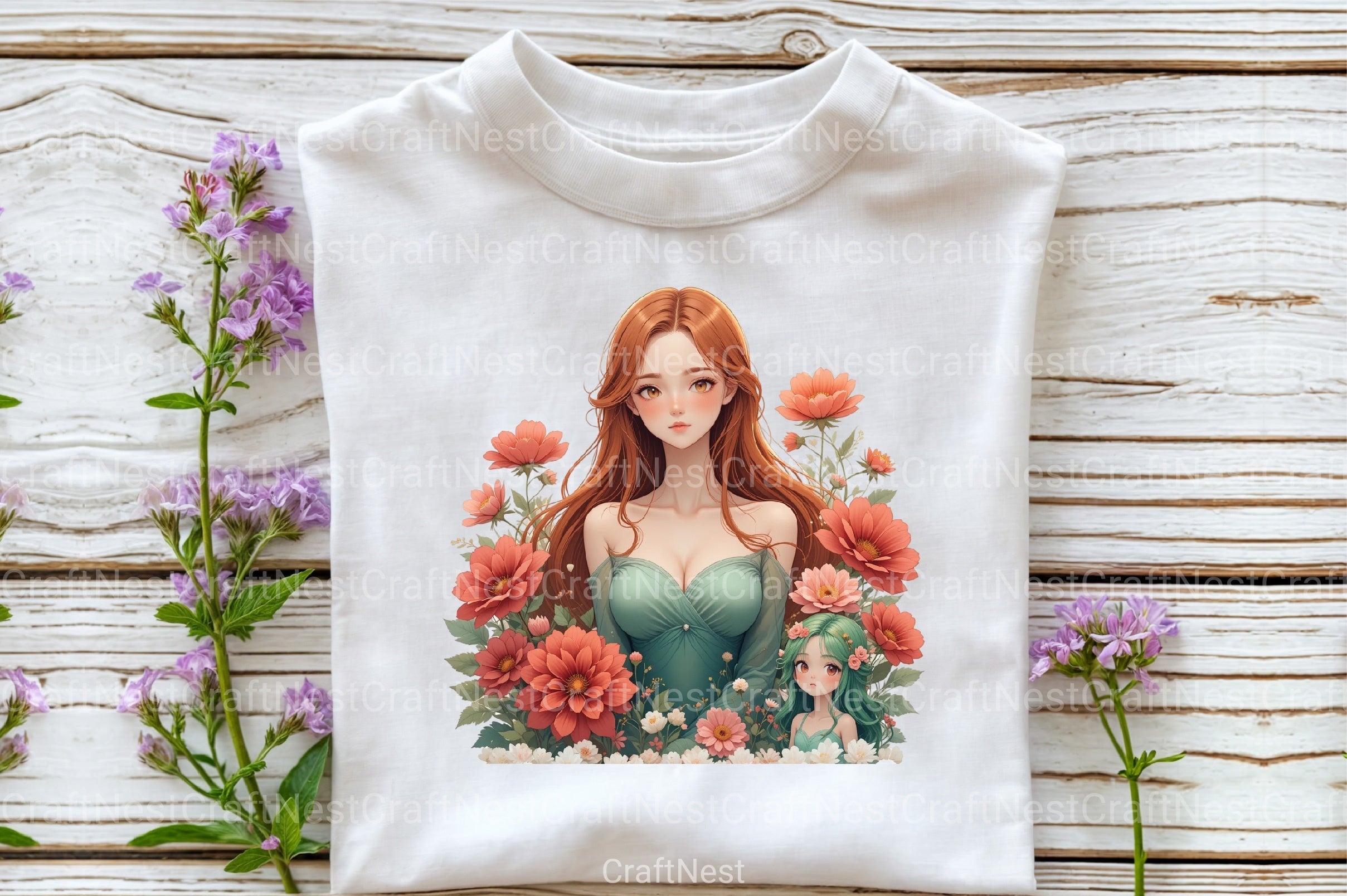 Floral Cute Girl Clipart Bundle - CraftNest - Digital Crafting and Art