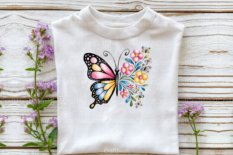 Floral Cute Butterfly Clipart Bundle - CraftNest - Digital Crafting and Art