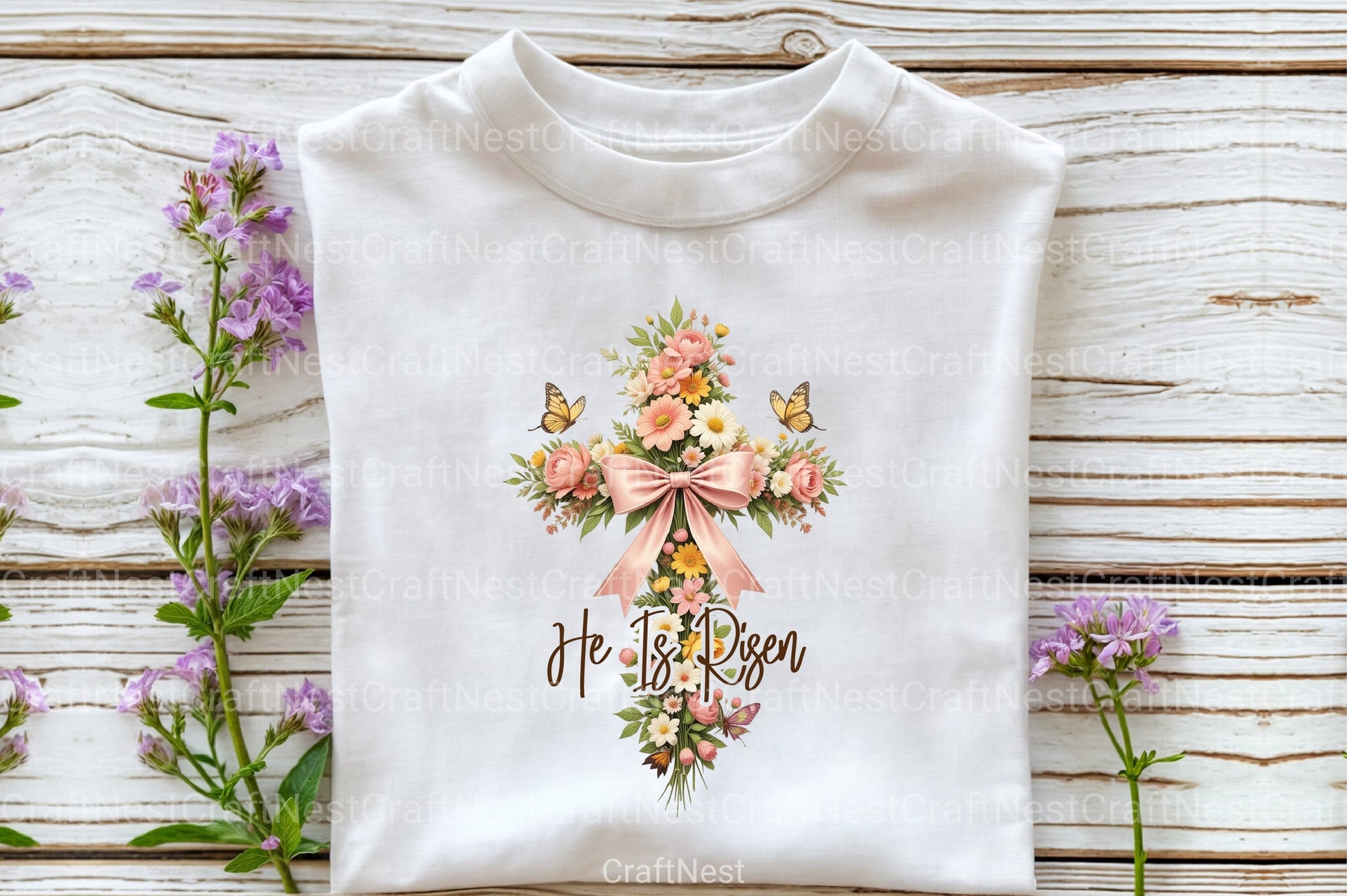 He Is Risen: Floral Christian Cross Clipart Bundle - CraftNest - Digital Crafting and Art