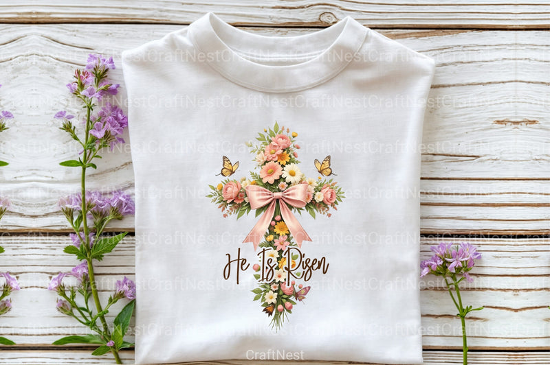 He Is Risen: Floral Christian Cross Clipart Bundle - CraftNest - Digital Crafting and Art