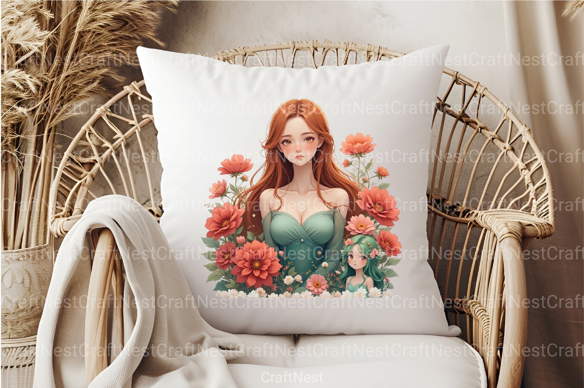 Floral Cute Girl Clipart Bundle - CraftNest - Digital Crafting and Art