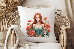 Floral Cute Girl Clipart Bundle - CraftNest - Digital Crafting and Art