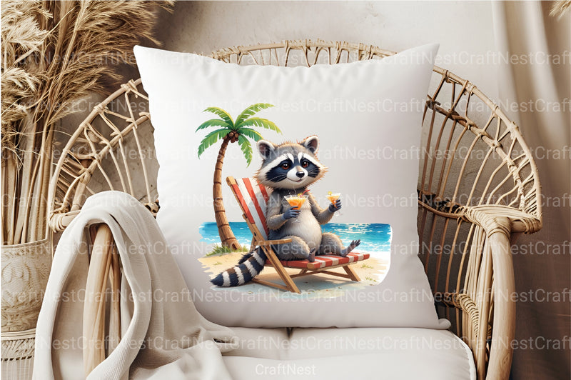 Summer Raccoons Clipart Bundle - CraftNest - Digital Crafting and Art