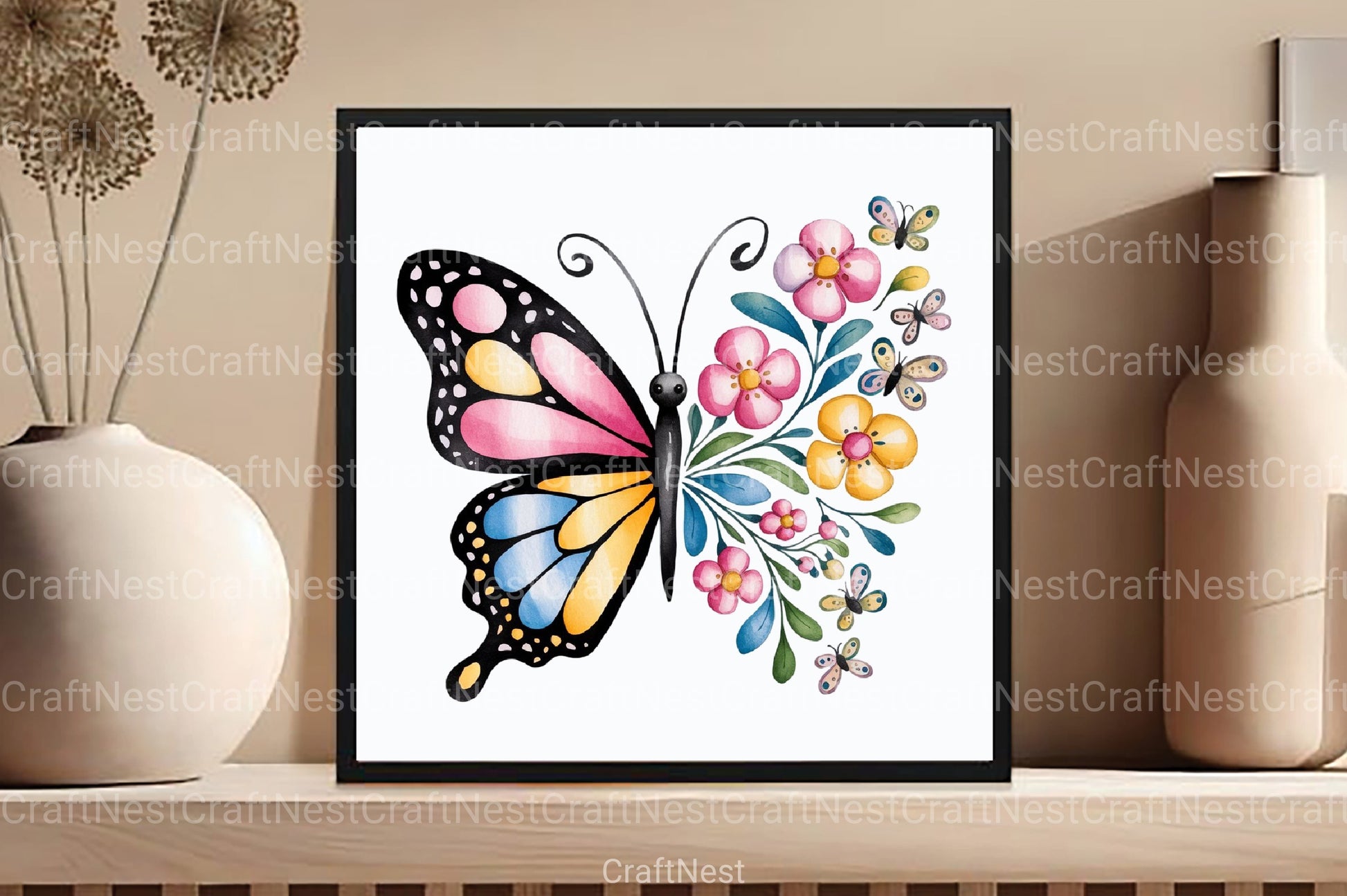Floral Cute Butterfly Clipart Bundle - CraftNest - Digital Crafting and Art