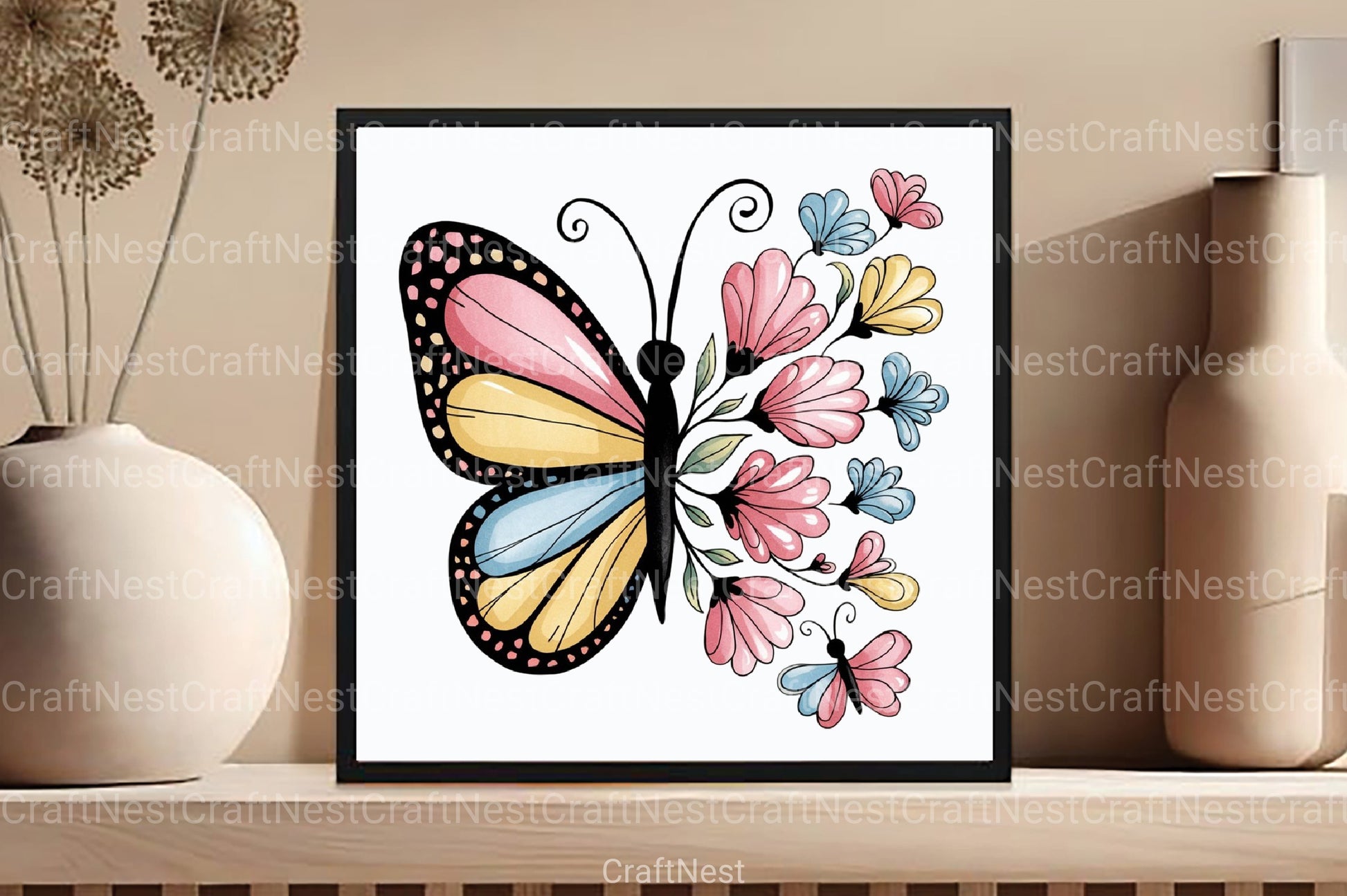 Floral Butterfly Clipart Bundle 2 - CraftNest - Digital Crafting and Art