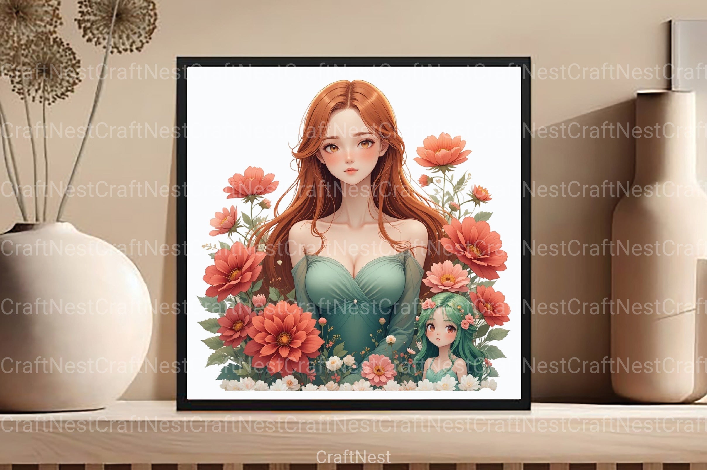 Floral Cute Girl Clipart Bundle - CraftNest - Digital Crafting and Art