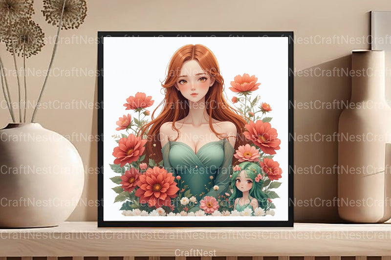 Floral Cute Girl Clipart Bundle - CraftNest - Digital Crafting and Art