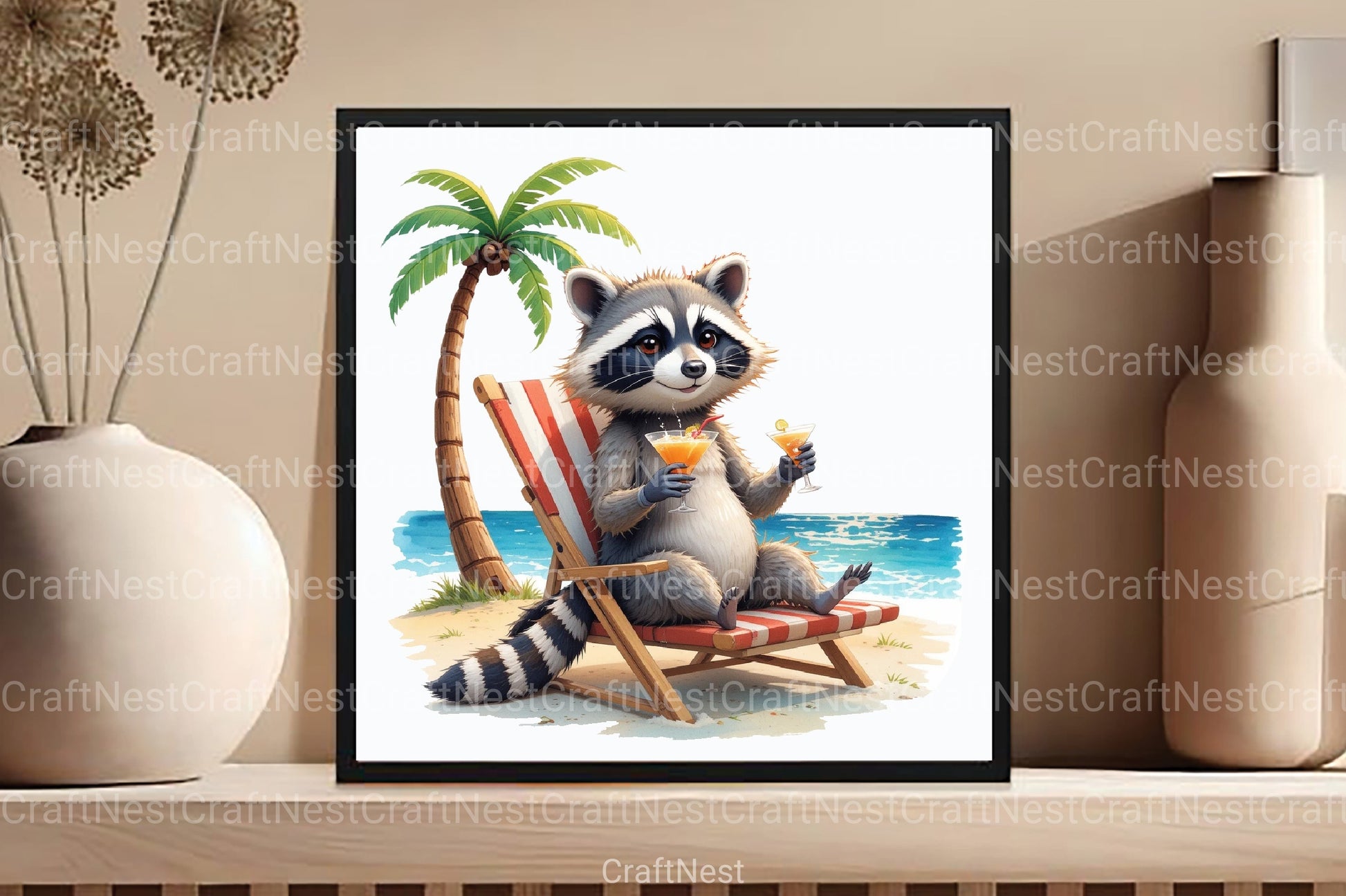 Summer Raccoons Clipart Bundle - CraftNest - Digital Crafting and Art