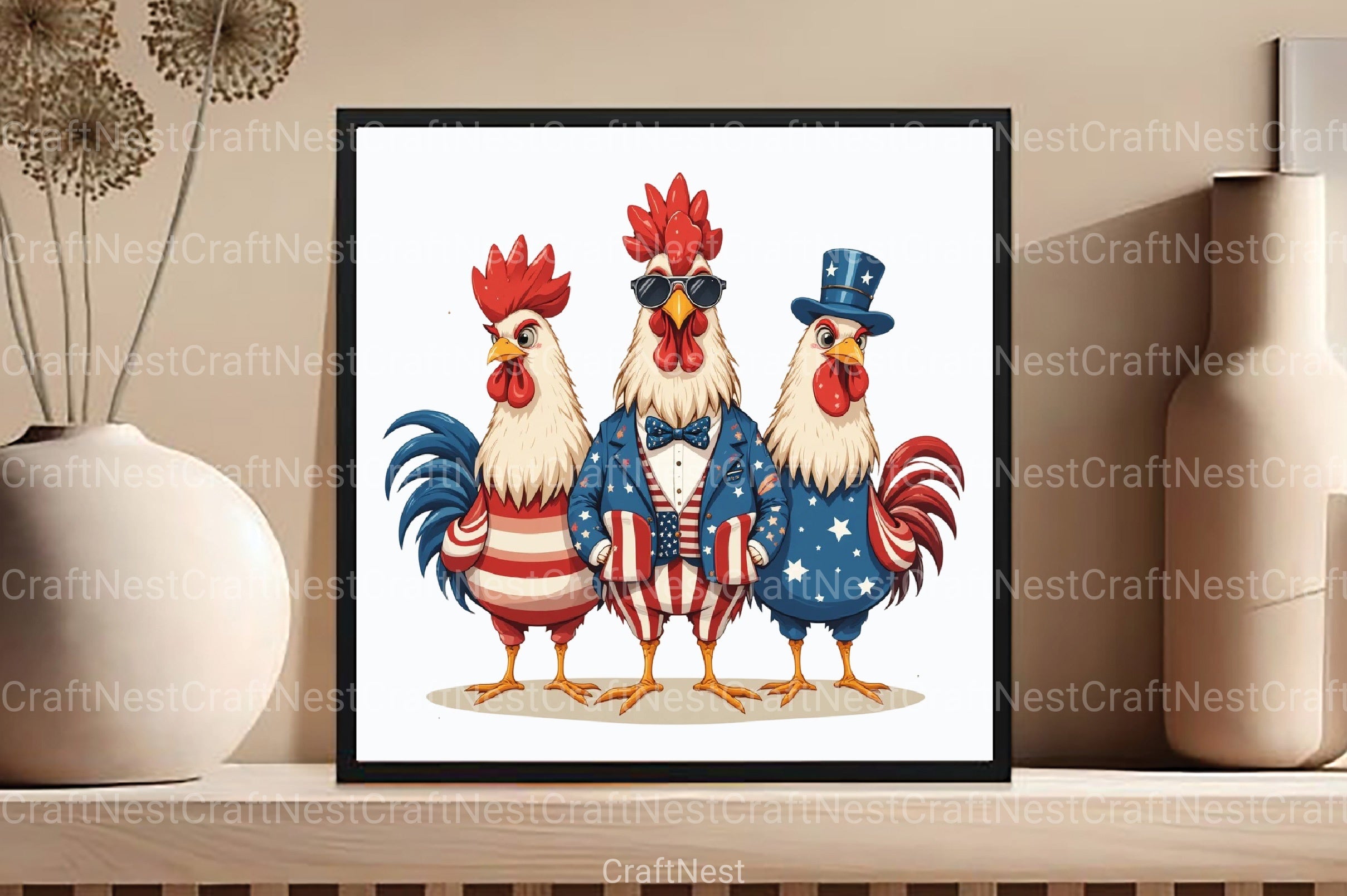 4th of July Chicken Clipart Bundle 88 - CraftNest - Digital Crafting and Art