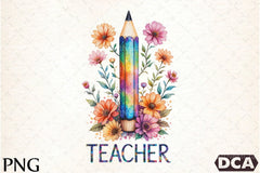 Teacher Floral Pencil Clipart Bundle - CraftNest - Digital Crafting and Art