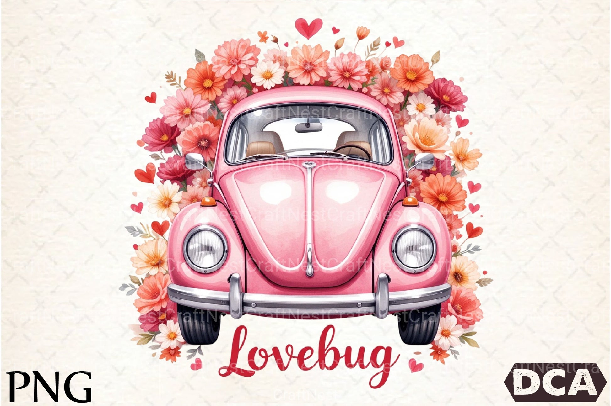Love Bug Floral Car Clipart Bundle - CraftNest - Digital Crafting and Art