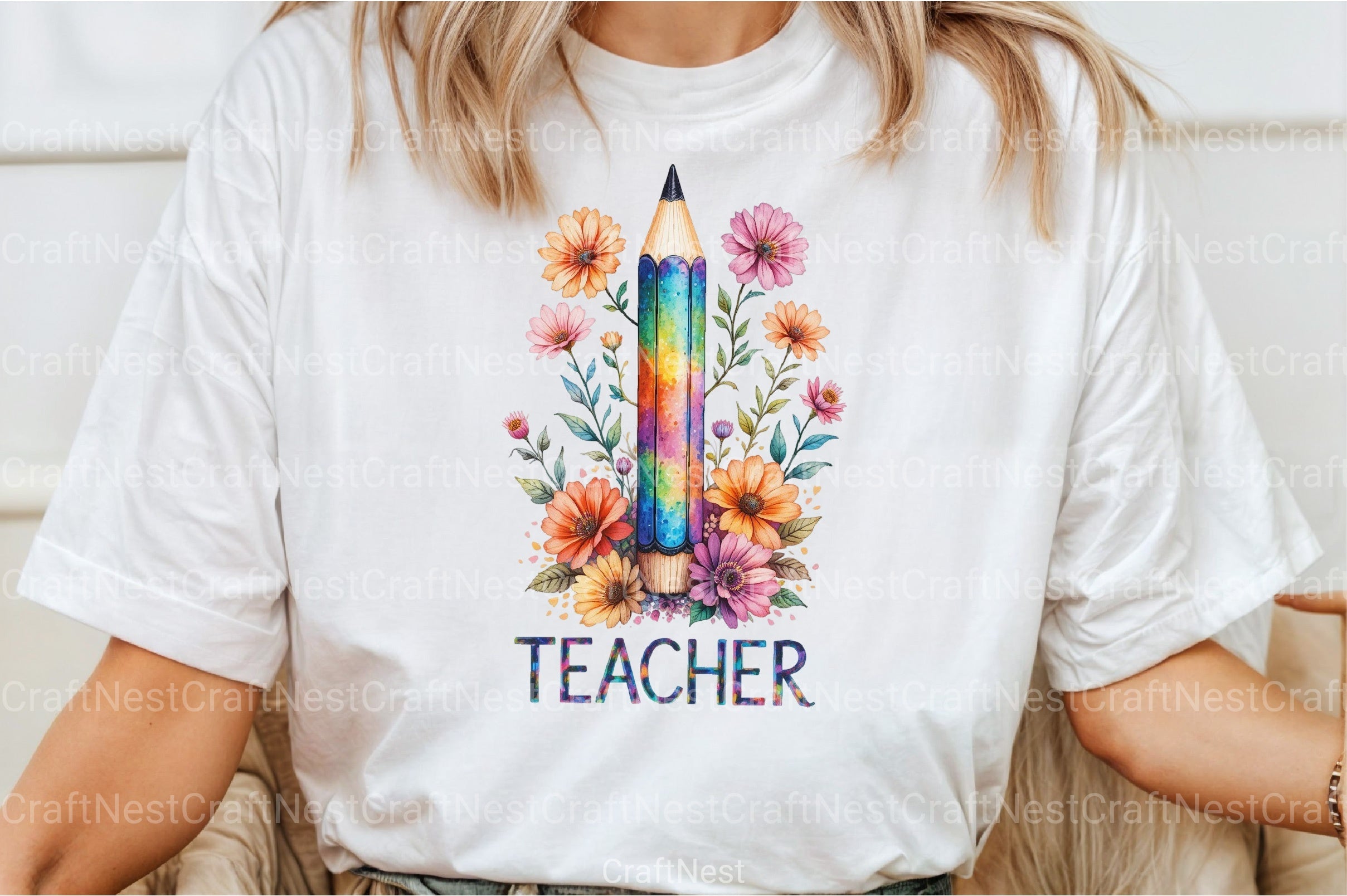 Teacher Floral Pencil Clipart Bundle - CraftNest - Digital Crafting and Art
