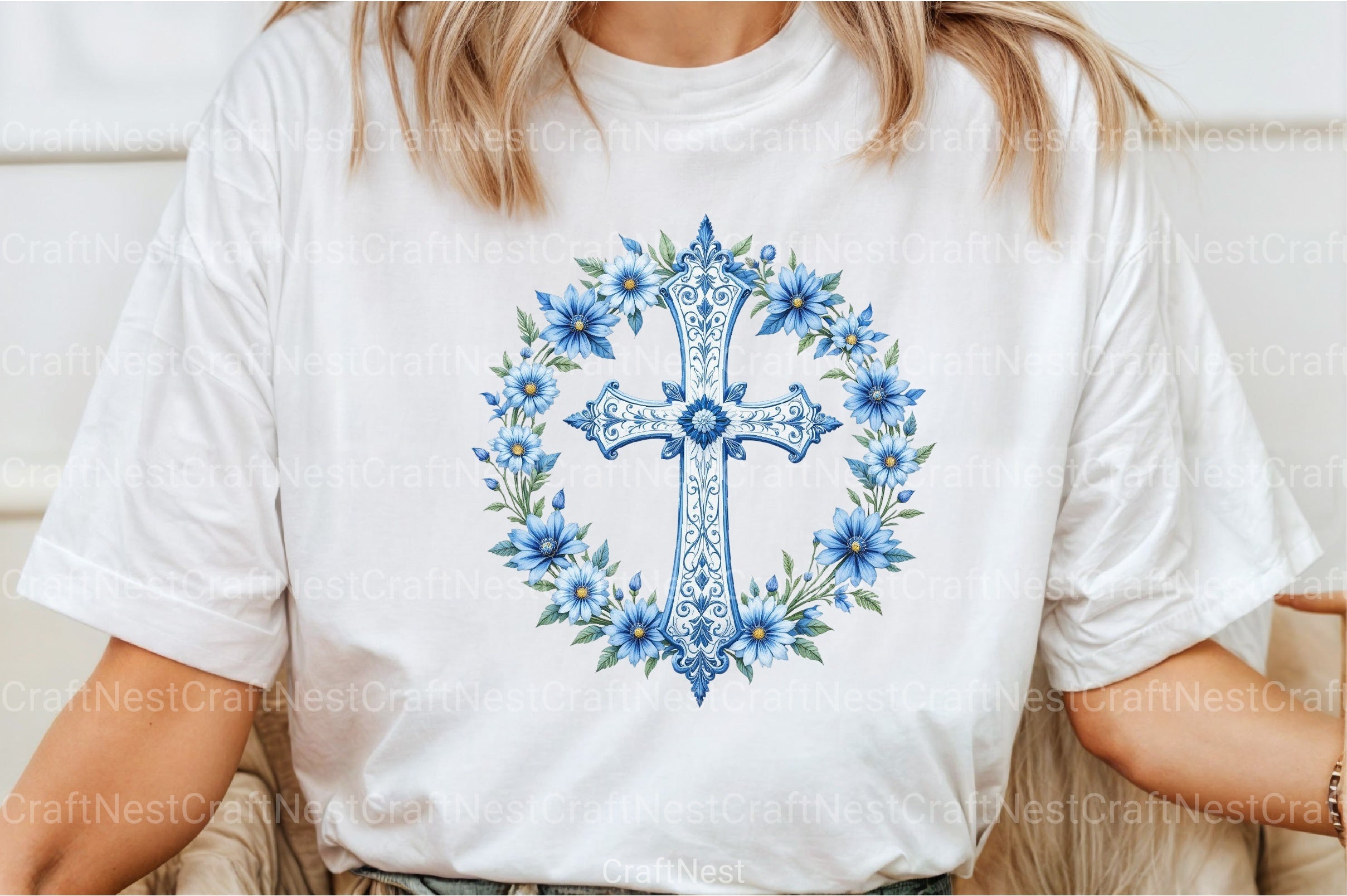 Blue Cross with Flowers Clipart Bundle - CraftNest - Digital Crafting and Art