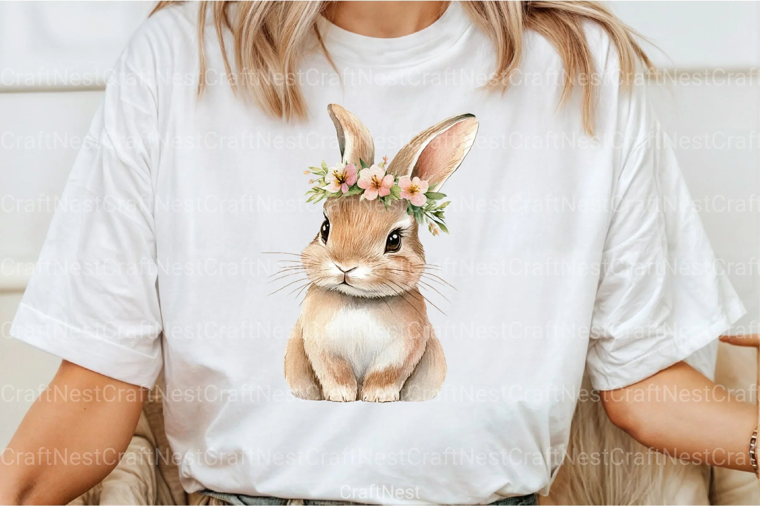 Floral White Bunny Clipart Bundle - CraftNest - Digital Crafting and Art