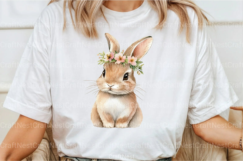 Floral White Bunny Clipart Bundle - CraftNest - Digital Crafting and Art