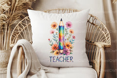 Teacher Floral Pencil Clipart Bundle - CraftNest - Digital Crafting and Art