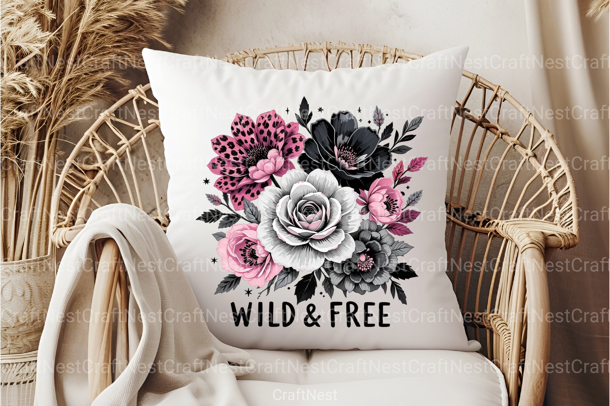 Black & White Flower Bouquet Clipart Bundle - CraftNest - Digital Crafting and Art