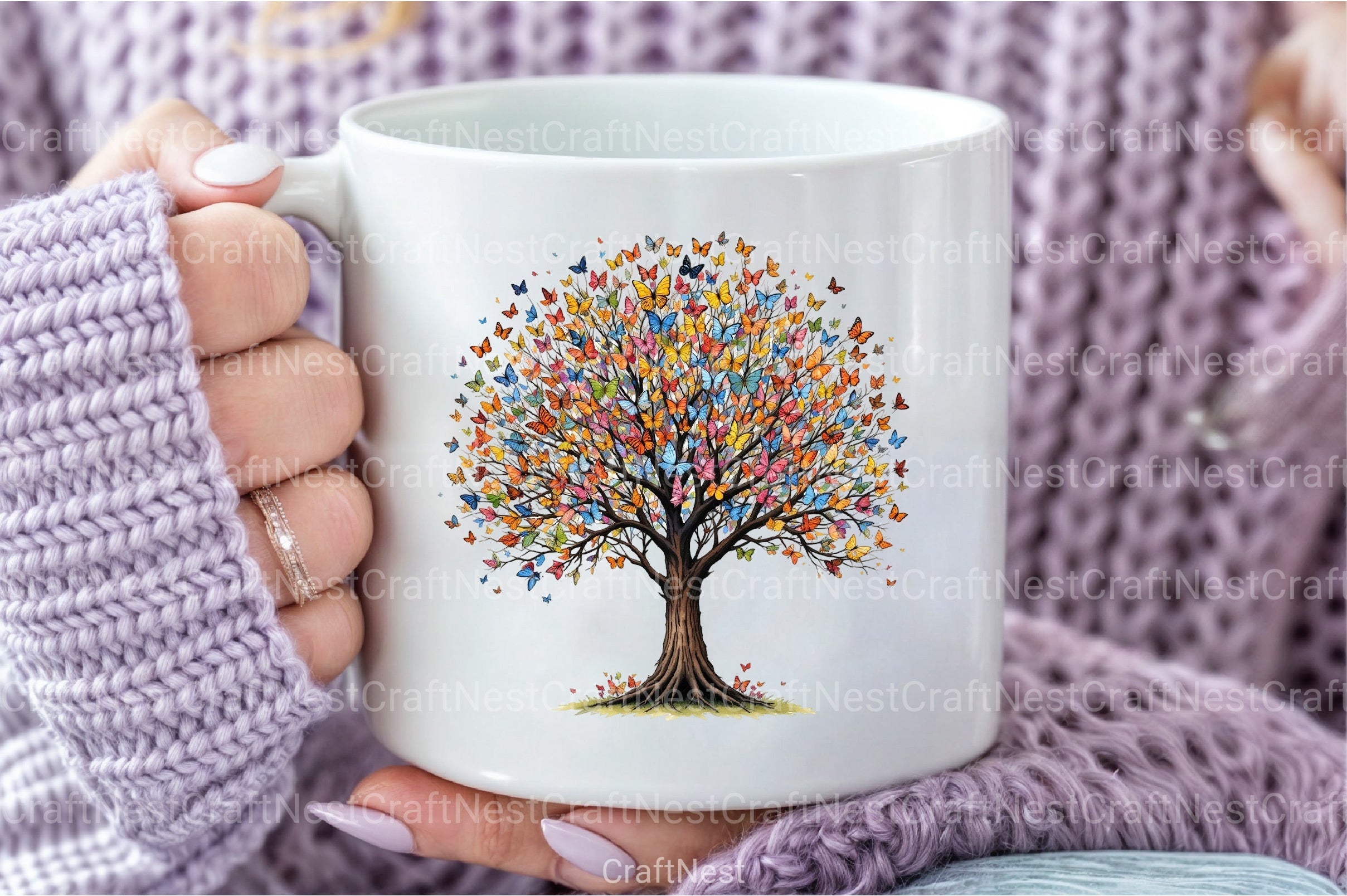 Flower Tree with Birds & Butterflies Clipart Bundle - CraftNest - Digital Crafting and Art