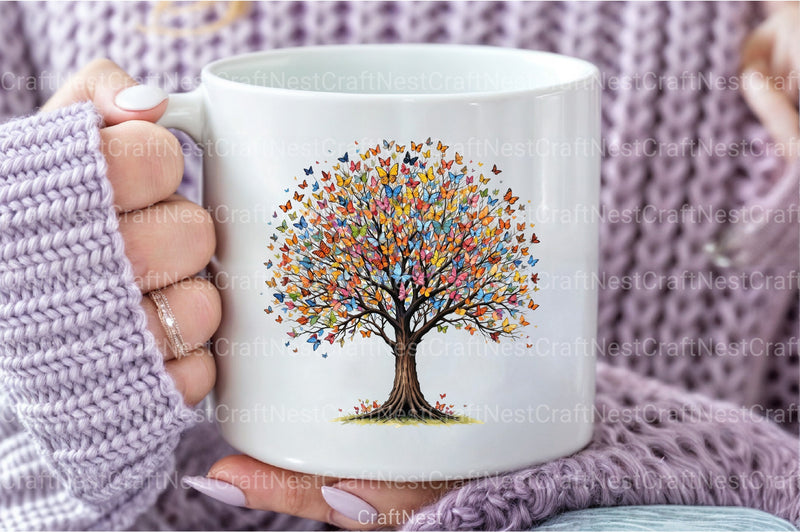 Flower Tree with Birds & Butterflies Clipart Bundle - CraftNest - Digital Crafting and Art