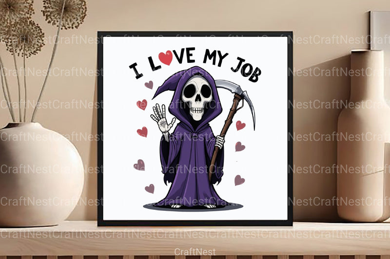 I Love My Job Reaper Cartoon Clipart Bundle - CraftNest - Digital Crafting and Art