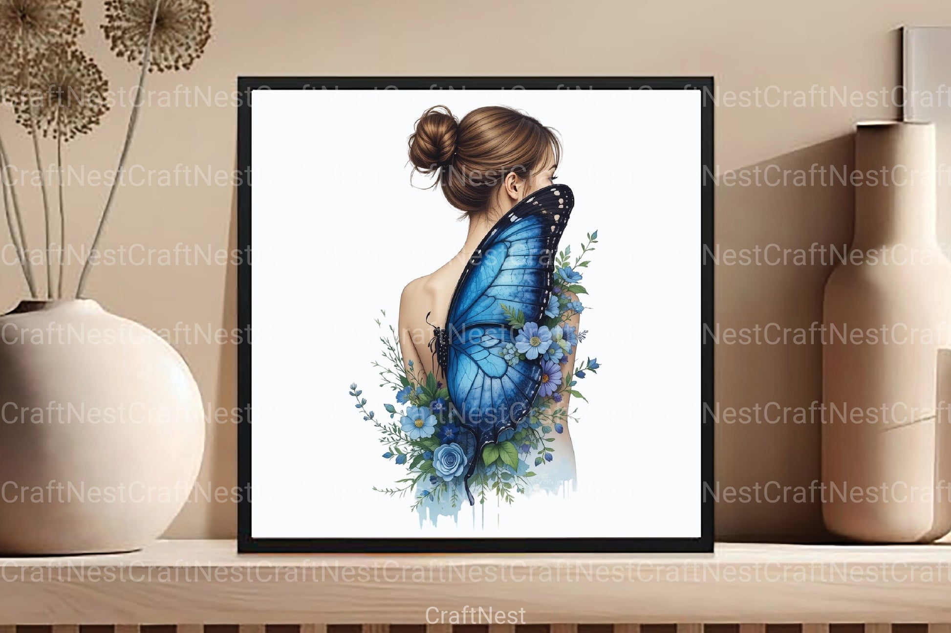 Butterfly and Flower White Girl Clipart Bundle - CraftNest - Digital Crafting and Art