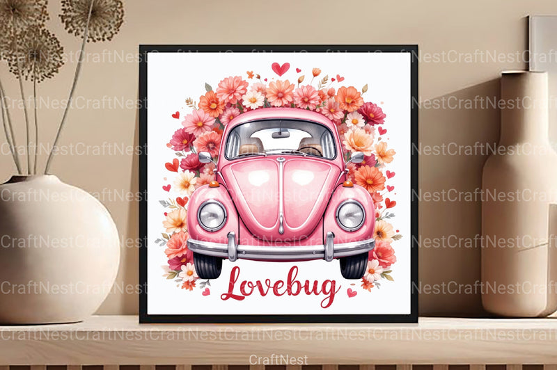 Love Bug Floral Car Clipart Bundle - CraftNest - Digital Crafting and Art