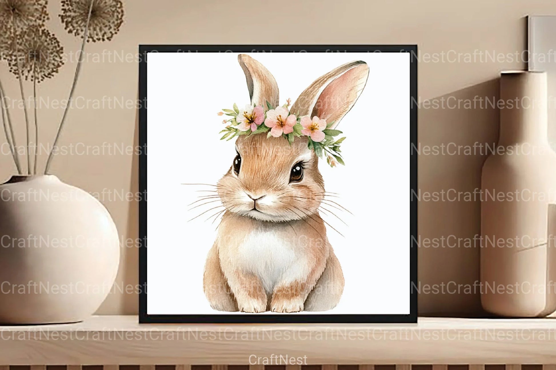 Floral White Bunny Clipart Bundle - CraftNest - Digital Crafting and Art