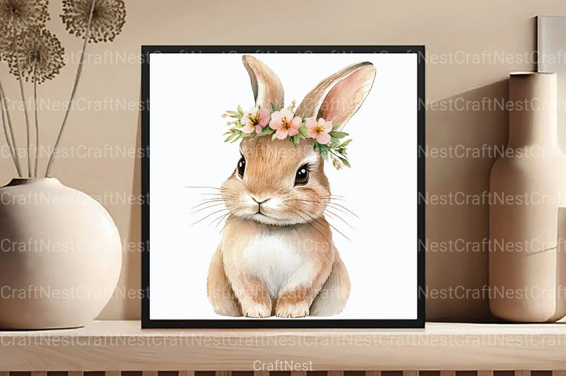 Floral White Bunny Clipart Bundle - CraftNest - Digital Crafting and Art