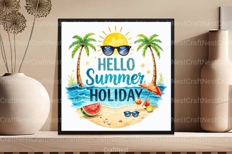 Hallo Summer Holiday Clipart Bundle - CraftNest - Digital Crafting and Art