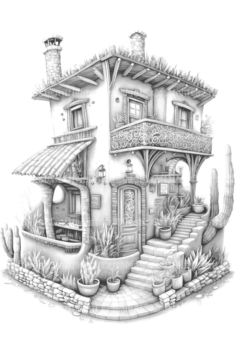 Mexican Tiny House Coloring Book - CraftNest - Digital Crafting and Art
