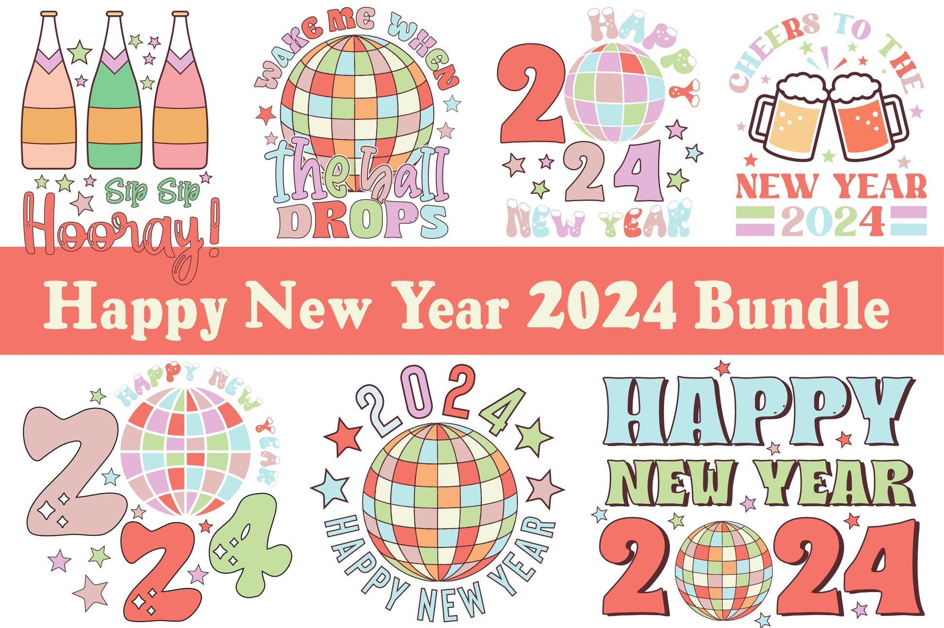 Happy New Year Clipart Bundle - CraftNest - Digital Crafting and Art