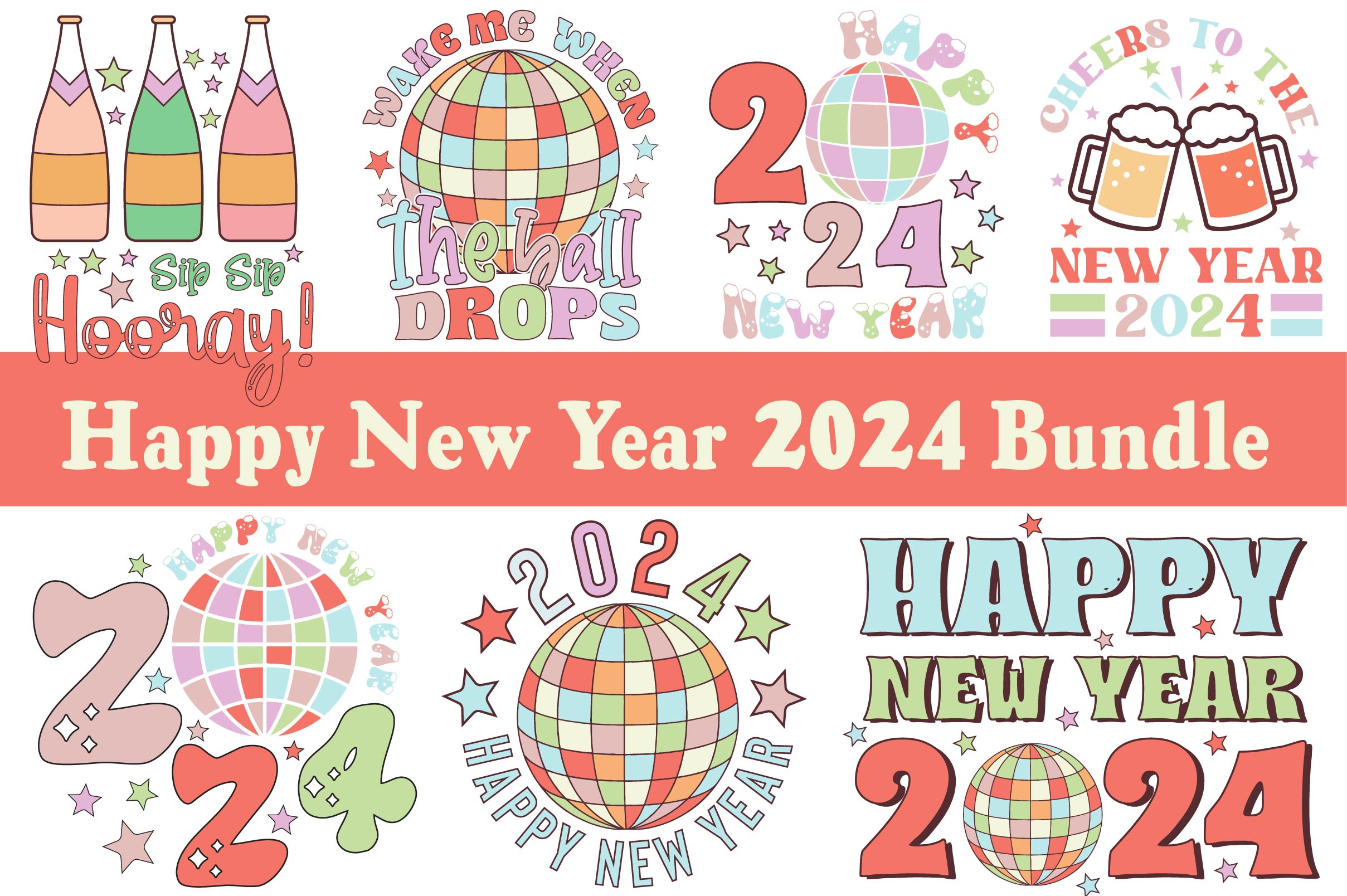 Happy New Year Clipart Bundle - CraftNest - Digital Crafting and Art