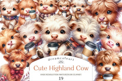 Funny Highland Cow Coffee Clipart Bundle - CraftNest - Digital Crafting and Art